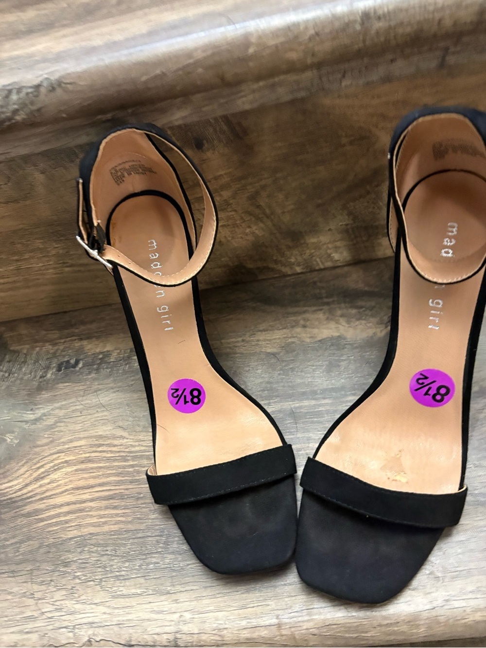 Madden Girl Black Ankle-Strap Block Heel Sandals